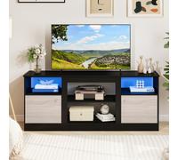 Costway Entertainment Center TV Stand w/ LED Lights for 65" TVs in Black COSTWAY Black