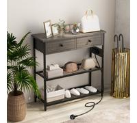 Costway Entryway Table Narrow Console Table Buffet Side Table W/ Charging Station