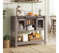 Costway Entryway Table w/ Barn Sliding Doors Console Table w/ Adjustable Shelf in Grey COSTWAY Grey