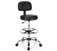 Costway Ergonomic Drafting Chair Height Adjustable Stool Swivel Office Chair in Black COSTWAY Black