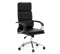 Costway Ergonomic Leather Office Chair Executive Chair w/Adjustable Height-Black in Black COSTWAY Black