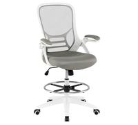 Costway Ergonomic Mesh Office Chair Adjusting Swivel Drafting Chair Task Chair in White COSTWAY White