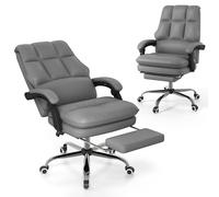 Costway Ergonomic Office Chair PU Leather Computer Chair w/Swivel Seat in Grey COSTWAY Grey