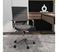 Costway Ergonomic Office Chair Swivel Leathaire Meeting Chair in Grey COSTWAY Grey