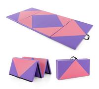 Costway Exercise Mat 240Cm Long Yoga Mats With 5Cm High Density Foam-Pink Purple