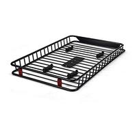 COSTWAY Expandable Roof Rack Basket, 116-162x99x15cm Steel Luggage Cargo Tray with 2 Reflectors, Universal Luggage Holder Rooftop Carrier for SUV Truck Cars, 113kg Capacity