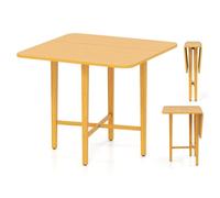 Costway Extendable Dining Table Drop Leaf Kitchen Table Foldable Table W/ X-Shaped Frame-Natural