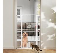 COSTWAY Extra Tall Pet Gate, 150cm/171cm Metal Cat Gates with 2 Extension Kits, Lockable Small Door, 77cm-104cm Wide Pressure Mounted Dog Fence for Doorways (150cm Tall)