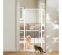 COSTWAY Extra Tall Pet Gate, 150cm/171cm Metal Cat Gates with 2 Extension Kits, Lockable Small Door, 77cm-104cm Wide Pressure Mounted Dog Fence for Doorways