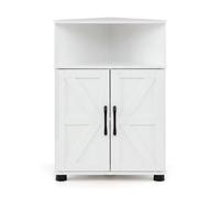 Costway Farmhouse Bathroom Corner Storage Cabinet White