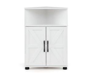 Costway Farmhouse Bathroom Corner Storage Cabinet White