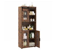 Costway Farmhouse Bathroom Floor Cabinet 150 cm Brown Barn Door COSTWAY Brown