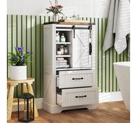 Costway Farmhouse Bathroom Floor Cabinet Freestanding Storage Cabinet-White in White COSTWAY White