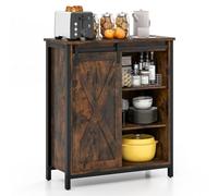 Costway Farmhouse Storage Cabinet Rustic Sideboard Buffet Cabinet W/ Sliding Barn Door