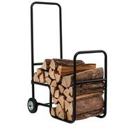 Costway Firewood Cart Rolling Log Carrier Fireplace Log Holder Durable Rubber Wheels in Black COSTWAY Black