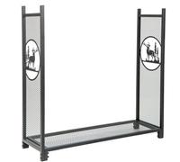 Costway Firewood Rack Stand Heavy-Duty Log Rack Holder Mesh Sides Fireplace Wood Storage