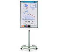 COSTWAY Flip Chart Mobile Whiteboard, 100x65cm Height Adjustable Dry Erase Board with Stand, Paper Clips, Magnets, Markers and Eraser, Standing Magnetic Whiteboard for Home Office School (Green)