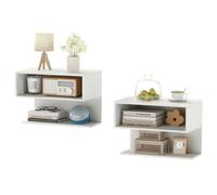 Costway Floating Nightstand Set Of 2 Wall Mounted Bedside Table With Storage Shelves