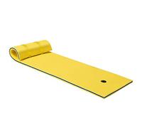 COSTWAY Floating Water Pad Mat, Lily Pads with Rolling Pillow Design, Bouncy Tear-Resistant 3-Layer XPE Foam, Roll-Up Floating Island River Rafts for Pool Lake Ocean (Yellow)