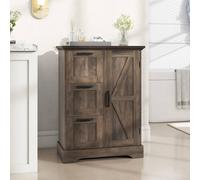 Costway Floor Cabinet Farmhouse Accent Cabinet w/ 3 Storage Drawers in Grey COSTWAY Grey