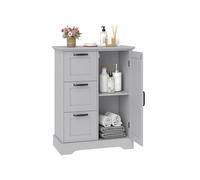 Costway Floor Cabinet Farmhouse Accent Cabinet w/Barn Door & 3 Storage Drawers in Grey COSTWAY Grey