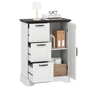 Costway Floor Cabinet Farmhouse Accent Cabinet With 3 Storage Drawers-White