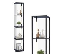 Costway Floor Lamp with Shelves Tall standing Light with 3-Levet Dimmable LED Bulbs in Black COSTWAY Black