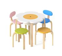 Costway Flower-shaped Children Table Set Wooden Play & Activity Table COSTWAY Multicolor
