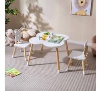Costway Flower-shaped Kids Table Set Wooden Children Activity Table in White COSTWAY White