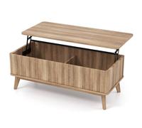 Costway Fluted Lift Top Coffee Table 110CM Rectangle Wooden Center Table in Light Brown COSTWAY Light Brown