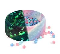 COSTWAY Foam Ball Pit, 90 x 30cm Glow in the Dark Round Balls Pool with 200 Colorful Ocean Balls, Removable Cover, Soft Baby Playpen for Indoor Outdoor (Unicorn)