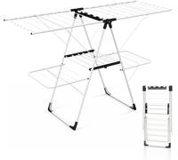 Costway Foldable 2-level Laundry Drying Rack with Adjustable Wings and Clips
