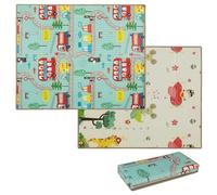 COSTWAY Foldable Baby Play Mat, Reversible Non-Slip Foam Playmat, Waterproof Thick Floor Crawling Mats for Babies Toddlers (Car+Animals, 178x148cm)