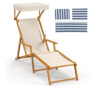 Costway Foldable Beach Lounge Chair Outdoor Camping Chair With Adjustable Canopy