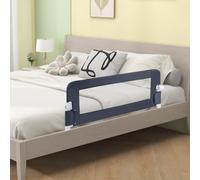 Costway Foldable Bed Rail 120 Cm Baby Bed Guard Rail W/ Adjustable Safety Strap