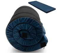 COSTWAY Foldable Camping Memory Foam Mattress, 6.5cm Thick Waterproof Roll up Sleeping Pad with Zipper and Carry Bag, Portable Floor Guest Bed Camping Mat for Indoor Outdoor (Blue)