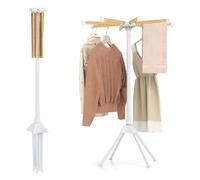 COSTWAY Foldable Clothes Drying Rack, 4-Legged Clothes Airer Dryer Horse with 8 Bamboo Hanging Rods, Metal Frame Freestanding Octopus Laundry Rack Hanger for Indoor Outdoor