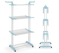 Costway Foldable Clothes Drying Rack Oversized 4-Tier Collapsible Laundry Rack in Blue COSTWAY Blue