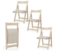 Costway Foldable Dining Chair Set Of 4 Accent Armless Kitchen Chair-Beige