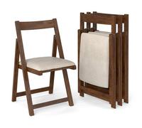 Costway Foldable Dining Chair Set Of 4 Accent Armless Kitchen Chair-Walnut