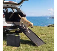 COSTWAY Foldable Dog Ramp, Portable Pet Car Stair with Non-Slip Surface | 164cm Long Dog Steps for Cars, SUVs, Trucks, Supports Up to 100kg, Black