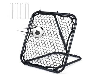 COSTWAY Foldable Football Rebounder Net, Football Training Net with Metal Frame, Adjustable Soccer Target Goal for Kids to Practice, Play Games in Playground, Backyard