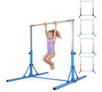 COSTWAY Foldable Gymnastics Bar, 90-150cm Training Bar (Blue, 120kg)