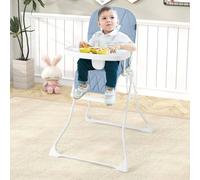 Costway Foldable High Chair Easy Clean Compact Highchair w/ Tray in Light Blue COSTWAY Light Blue
