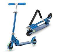 COSTWAY Foldable Kids Scooter, 2-Wheel Kick Scooter with Light Up Wheels, Adjustable Handlebar and Rear Brake, for Boys Girls Ages 3+ (with Carry Strap, Blue)