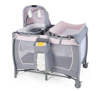 Costway Foldable Pack &Play Portable Baby Playard w/Rocking Bassinet&Music Box in Pink COSTWAY Pink