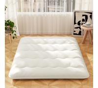 Costway Foldable Tatami Mat Floor Futon Mattress Roll up Sleeping Pad with Washable Cover, Small Double/Double/King Size in Beige COSTWAY Beige