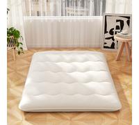 Costway Foldable Tatami Mat Floor Futon Mattress Roll up Sleeping Pad with Washable Cover, Small Double/Double/King Size in Beige COSTWAY Beige