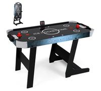 COSTWAY Folding Air Hockey Table, 144cm Full Size Arcade Game Table with 12V Motor, Digital Scoreboard, 2 Pucks, 2 Pushers, for Kids Adults