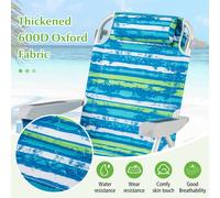 Costway Folding Backpack Beach Chair Aluminum Lay Flat Camping Chair-Green in Blue COSTWAY Blue